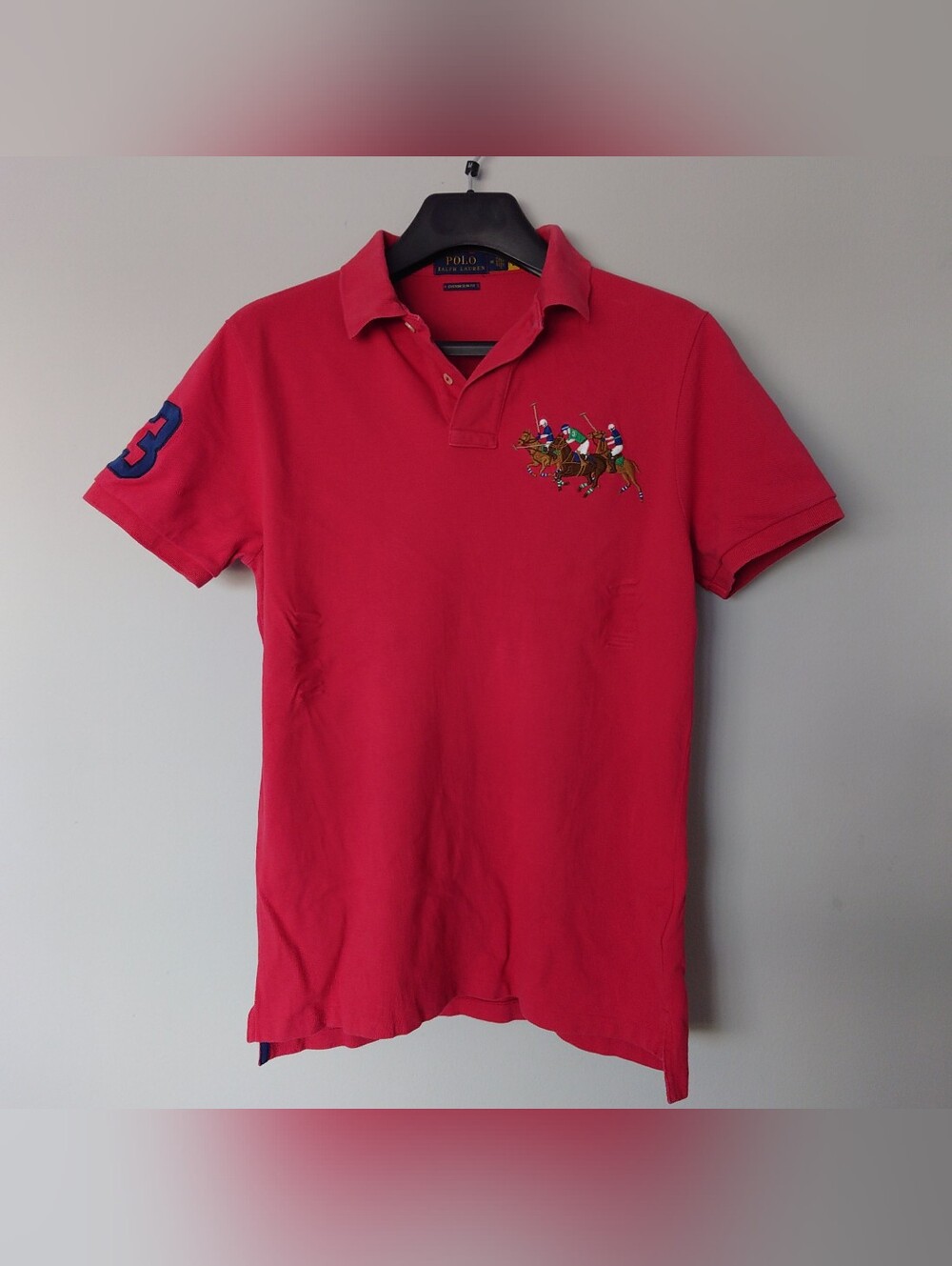 Polo Ralph Lauren Custom Slim Fit Triple-Pony Polo Shirt Sunrise Red